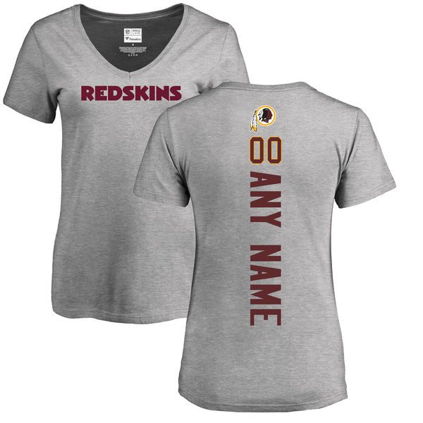 Women Washington Redskins NFL Pro Line Ash Custom Backer V-Neck T-Shirt